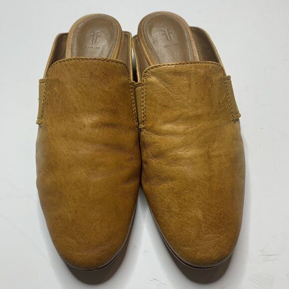 Frye Terry Gore Yellow Leather Slip On Flats Mules - Picture 2 of 12